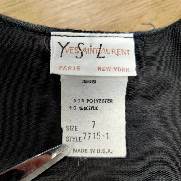 Vintage YSL Yves Saint Laurent Girls' Jumper Dress Academia Gray Red Trim Size 7 - Picture 9 of 9